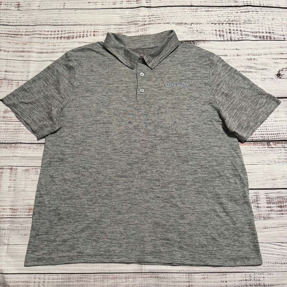 MLB‎ Rockies Genuine Merchandise Polo Shirt Gray Men's Size XXL